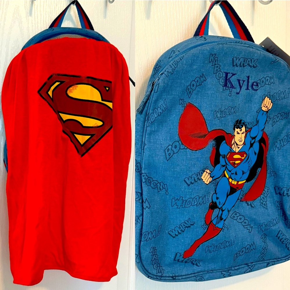 NWT Pottery Barn Kids Superman Caped backpack discontinued